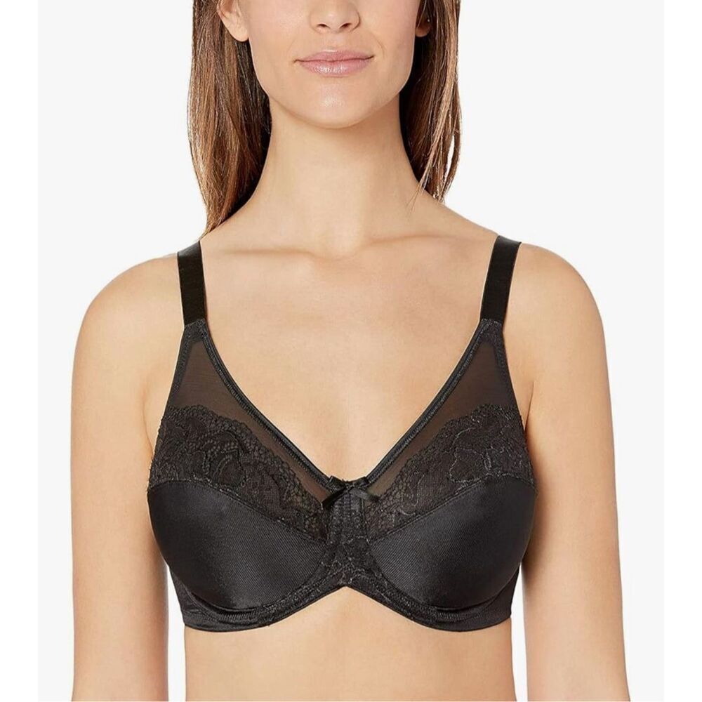 Lilyette by Bali NWT Ultimate Smoothing Minimizer Underwire Bra LY0444 Black 36D